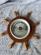 BAROMETR DREWNIANY ROSYJSKI KOŁO STEROWE VINTAGE