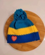 Czapka zimowa WOŚP niebiesko-żółta z pomponem, ONE SIZE