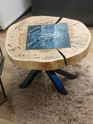 STOLIK KAWOWY Z PLASTRA DREWNA 