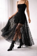 Czarna spódnica koronkowa maxi | rozmiar S | elegancka