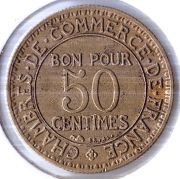 FRANCJA , 50 centimes 1923, KM# 884, 