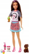 BARBIE Lalka brunetka + Zwierzątko Piesek + Akcesoria MATTEL FHP62