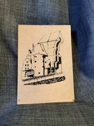 Stara grafika Gdańsk Danzig Żuraw lata 1970