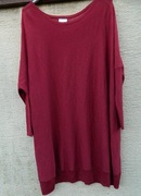 Bordowa, luźna, lekka dzianinowa tunika, sukienka oversize