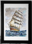 Obraz narysowany Żaglowiec 21x30/17x22,6 Od autora