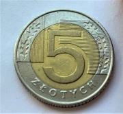 5zł z 2009 Obiegowe Błąd Stempla Nadlew na 5