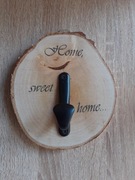 Wieszak ścienny na ubrania, klucze plaster drewna. Home sweet home. 