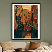 Włochy Wenecja - ilustracja Art Deco Pełna Światła i Geometrii 40x60cm