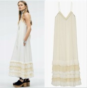 ZARA STUDIO LIMITED- sukienka maxi z falbankami, S