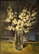 KWIATY W WAZONIE olej pilśń 44x30cm