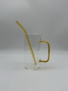 Szklany Kubek Kwadratowy ze Słomką 400ml Żółty