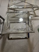 Stolik Szklany ze stalową podstawą ( dostępne 2 szt .)