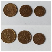 Zestaw monet 1, 2 i 5 groszy z 1992