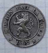 #1319 Belgia 10 centymów 1862 