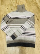 Dziewczęcy sweter M&S Collection – 100% kaszmir, golf, paski