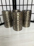 Abażur klosz metalowy ażurowy złoty, E27, kinkiet