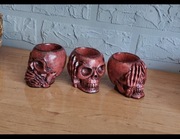 Czaszki gipsowe ozdobne homemade swiecznik podgrzewacz 