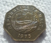Malta Republika 25 centów 1975 KM# 29 1 rocznica niepodległości
