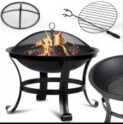 PALENISKO OGRODOWE 60cm Z UCHWYTAMI DUŻE SOLIDNE STALOWE OGNISKO GRILL