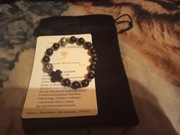 Różaniec bransoleta heban i metal + etui / nowy