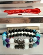 BRANSOLETKA MĘSKA ZNAK ZODIAKU WODNIK KAMIEŃ AKWAMARYN LABRADORYT 