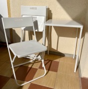 IKEA FEJAN – zestaw balkonowy: stół + 4 składane krzesła, biały, ogrodowy