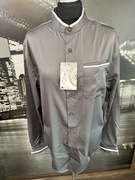 Szara koszula M długi rękaw elegancka cienka