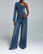asymetryczny jeansowy kombinezon Pull and Bear   r. M