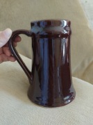 Duży Kufel Ceramiczny Brązowy Kubek Kamionka Ceramiczny PRL Piwo Grzaniec 