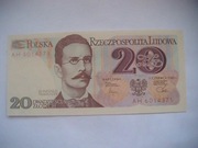 POLSKA Banknot 20 zł 1982 r. Romuald Traugutt  seria AH UNC