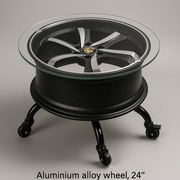 Stolik loftowy z felgi 24 cale – unikatowy mebel z duszą!