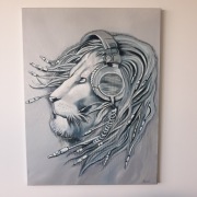 Obraz ręcznie malowany Lew 72x95x2cm