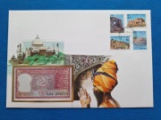 Koperta numizmatyczna z banknotem Indie 2 rupie