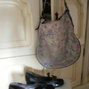 RYŁKO SKÓRZANA TOTE BAG HOBO KWIATY + CZÓŁENKA GRANATOWE SKÓRA + SOLAR 38