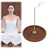 Podstawka Uchwyt Na Kadzidełka Popielnica Okrągła Drewniana