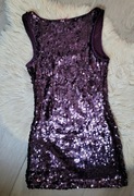 Sukienka tunika z cekinami fioletowa S / M 36 / 38