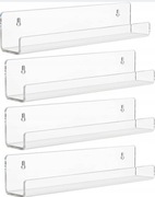 PÓŁKI ŚCIENNE 4 SZTUKI PLASTIKOWE PRZEZROCZYSTE 30,5 x 10 x7,3 x 3,5