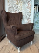 Fotel uszak brązowy czekoladowy 