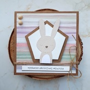 Kartka na roczek, ręcznie robiona, z króliczkiem, personalizowana