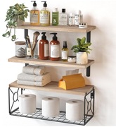 Pipishell 4 półki ścienne drewno kosz loft