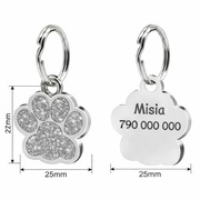 z GRAWEREM: adresówka, identyfikator, lokalizator, brelok - łapka Silver