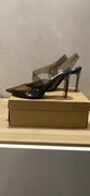Steve Madden czarne szpilki transparentne slingback  szpic eleganckie 41