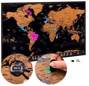 Atlas & Duża Mapa Świata Do Zdrapywania - Zestawem Akcesoriów  - 70x42 cm