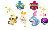 Pokemon Sword/Shield Shiny Startery +3x MasterBall