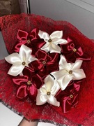 Bukiet ręcznie wykonanych kwiatów Plumeria ze wstążki wieczne bukiety