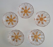Kryształowe talerzyki z bursztynowym wzorem - 5 sztuk