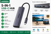 UGREEN Hub USB-C 5w1 HDMI 4K 3x USB 100W PD Adapter
