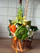 Dekoracja do koszyczka Wielkanocnego STROIK kwiaty na koszyk Wielkanocny