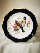 Kolekcjonerski talerzyk kobalt, ptaki, Echt Kobalt Winterling Bavaria