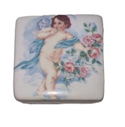 Gałka Meblowa ceramiczna z grafiką ANIOŁ kwadrat 33 mm Uchwyt Meblowy BIAŁY